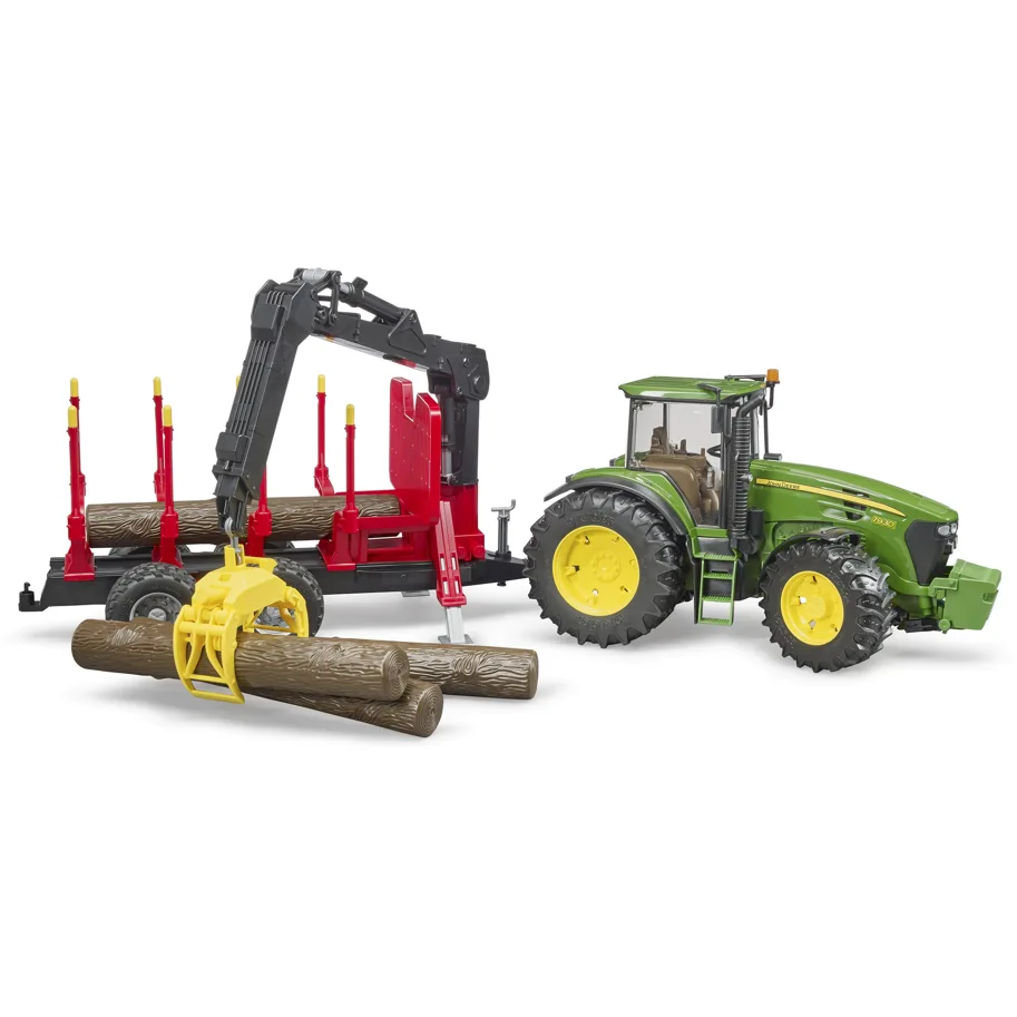 Bruder John Deere 7930 mit Rückeanhänger und 4 Baumstämmen