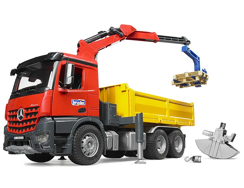 Bruder Mercedes Benz Arocs Baustellen-LKW mit Kran und Zubehör
